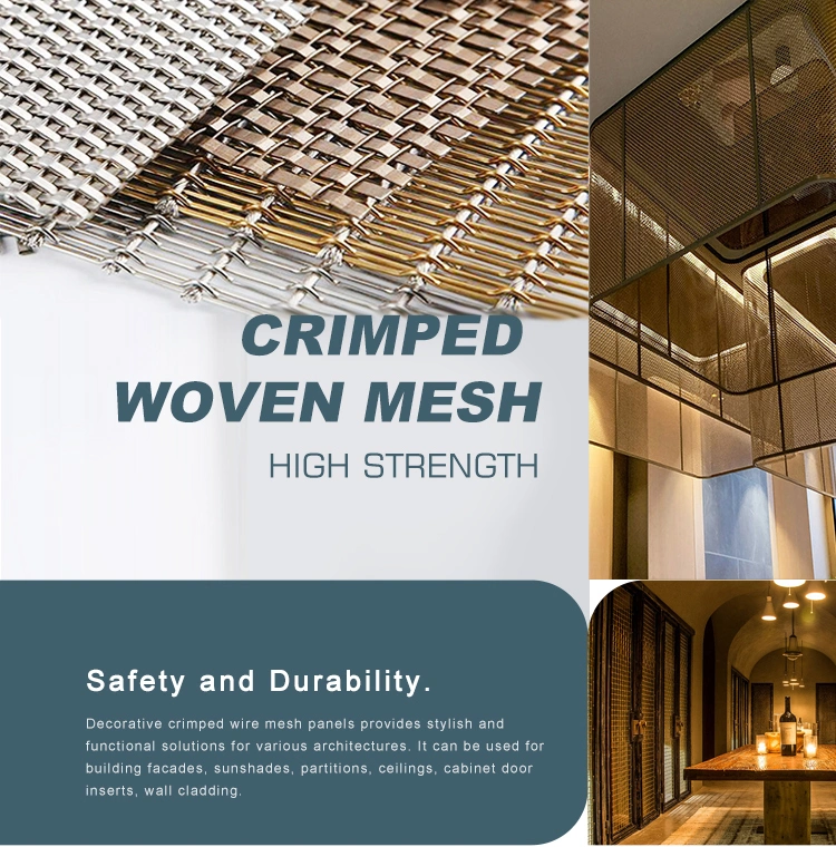 Kim loại trang tr&iacute; Crimped Stainless Steel Flat Wire Screen Mesh cho tủ đồ nội thất 0