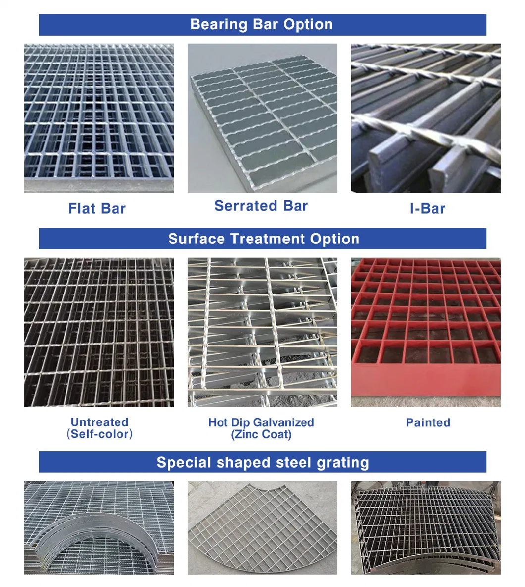 OEM tùy chỉnh Hot Dip Galvanized Plain / Serrated Steel Grating cho Platform Walkway / Drain Trench Cover 2