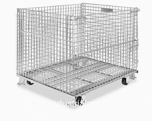 Heavy-Duty Galvanized Wire Mesh Rolling Storage Cage for Warehouses