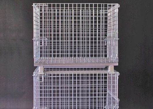 Thùng chứa sợi lưới gấp cứng Thùng chứa kim loại thép gấp để lưu trữ