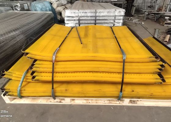 Tấm màn hình polyurethane PU lưới màu vàng có móc cho tôi rung