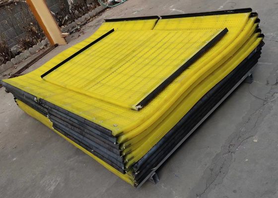 Tấm màn hình polyurethane PU lưới màu vàng có móc cho tôi rung
