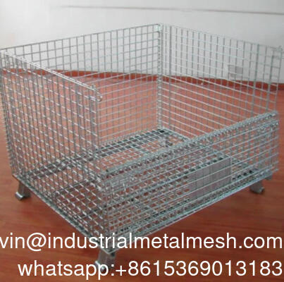 Capacity Warehouse Mesh Box Wire Cage Metal Bin Storage Container