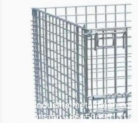 Chất chứa lưới dây thép hạng nặng được xếp chồng lên nhau với nắp trên