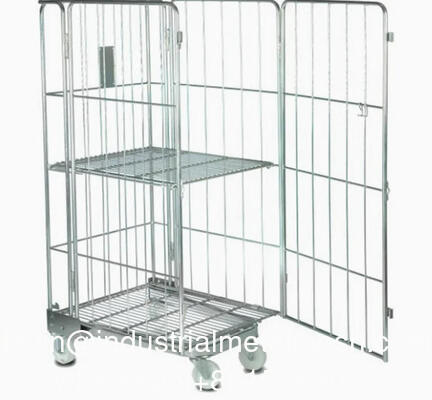 Heavy-Duty Galvanized Wire Mesh Rolling Storage Cage for Warehouses