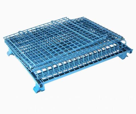 Giỏ lưới kim loại xếp chồng có thể gập lại cho nhà kho vận chuyển sơn tĩnh điện