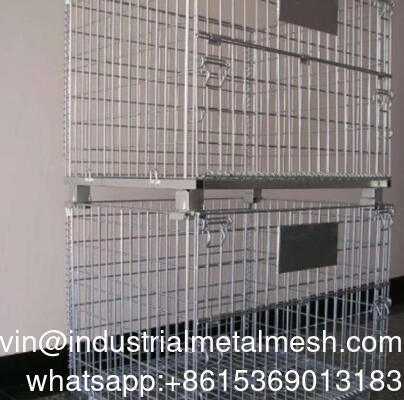 Công dụng nặng có thể tháo rời có thể gập lại dây kim loại cứng lưới lồng kho chứa xếp chồng
