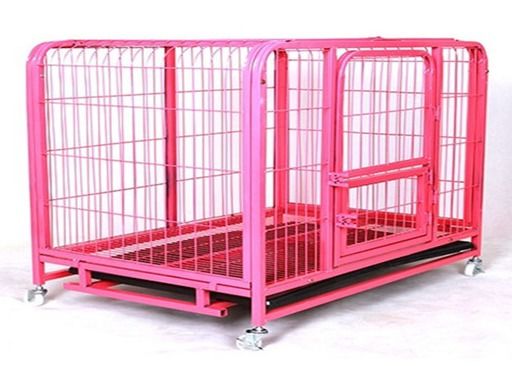 Màu hồng dây kim loại Lưới lưới chó có thể gập lại Chuồng chó có thể tùy chỉnh